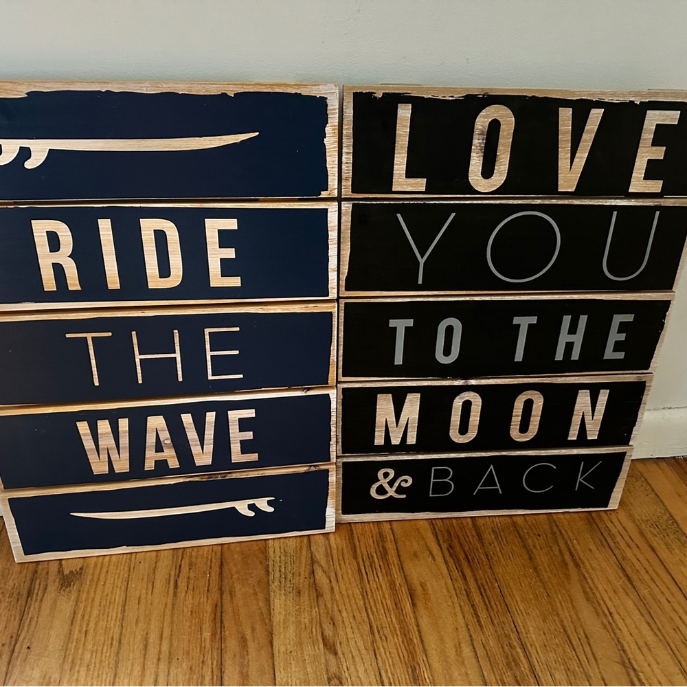 Love you to the Moon & Ride the wave Nursery Surfer theme bedroom decor signs